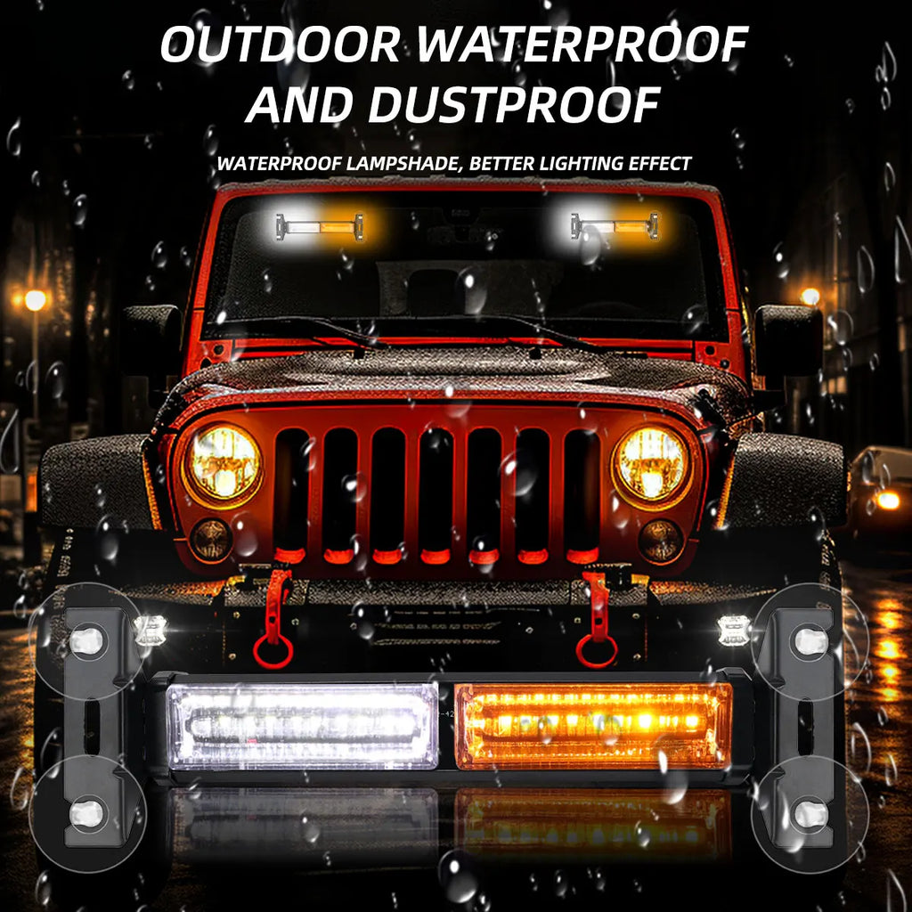 30LED Emergency Strobe Lights New Style Amber Flashing Warning Beacon for Automobiles /Trailers/Trucks/Suvs Windshield Indicator