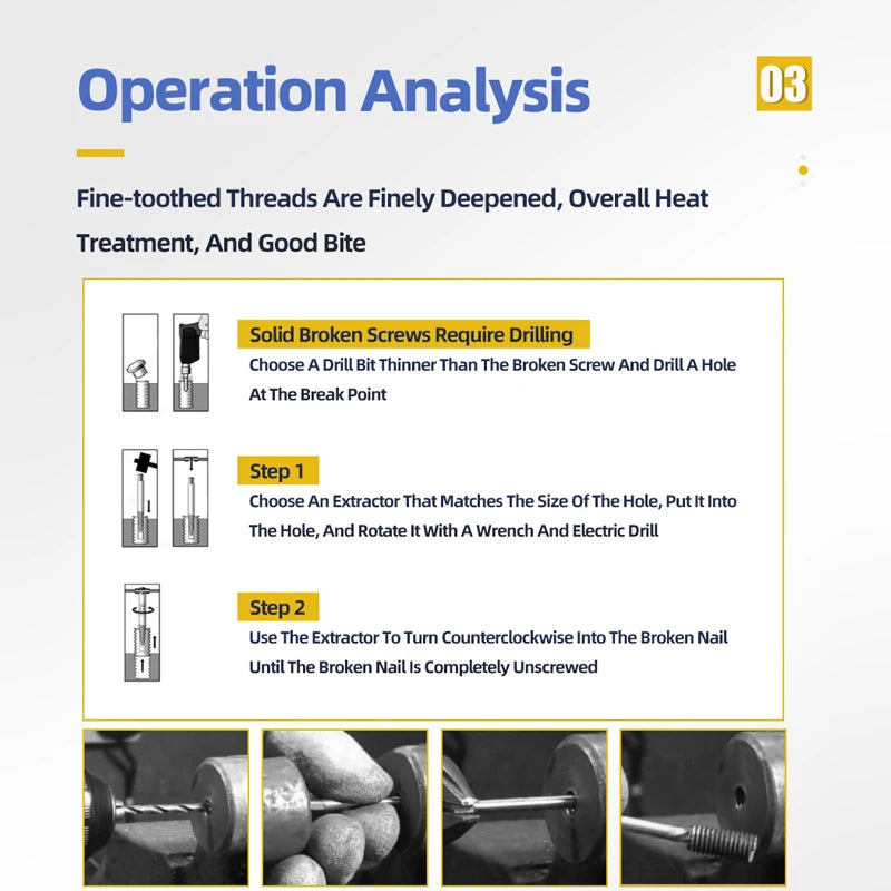 TOOLEYE 5/6Pcs Screw Extractor Drill Bit Set Damaged Screws Remover Extractor Woodworking Tools Broken Bolt Water Pipe Extractor