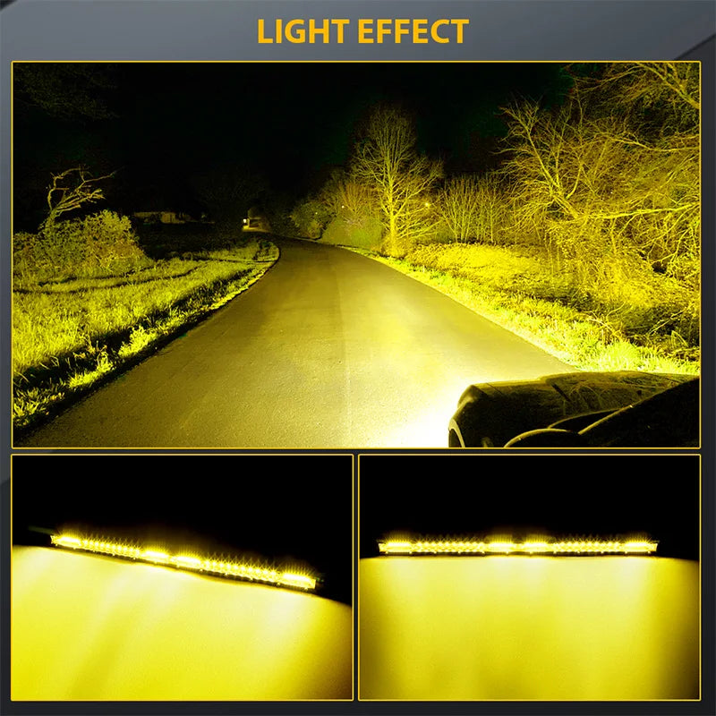 Slim 10'' 20'' LED Light Bar Off Road 4x4 LED Bar 12V 24V Yellow Spot Flood Combo Driving Work Lamp For Jeep Lada Niva ATV SUV
