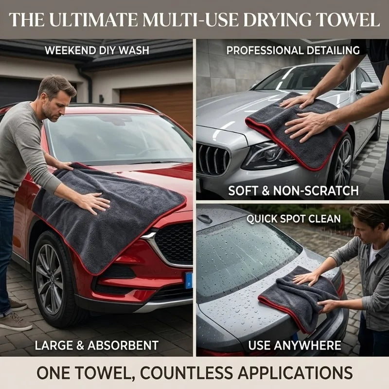 1 PCS XXL Extra Large Microfiber Car Drying Towel - Water Absorption Designed Suitable for Cars Trucks - Gray Fine Plush Cloth
