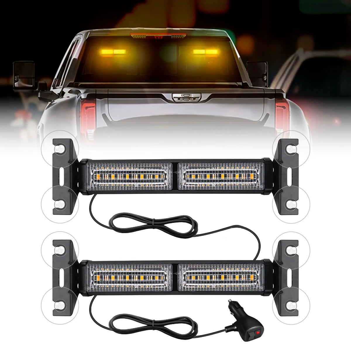 30LED Emergency Strobe Lights New Style Amber Flashing Warning Beacon for Automobiles /Trailers/Trucks/Suvs Windshield Indicator