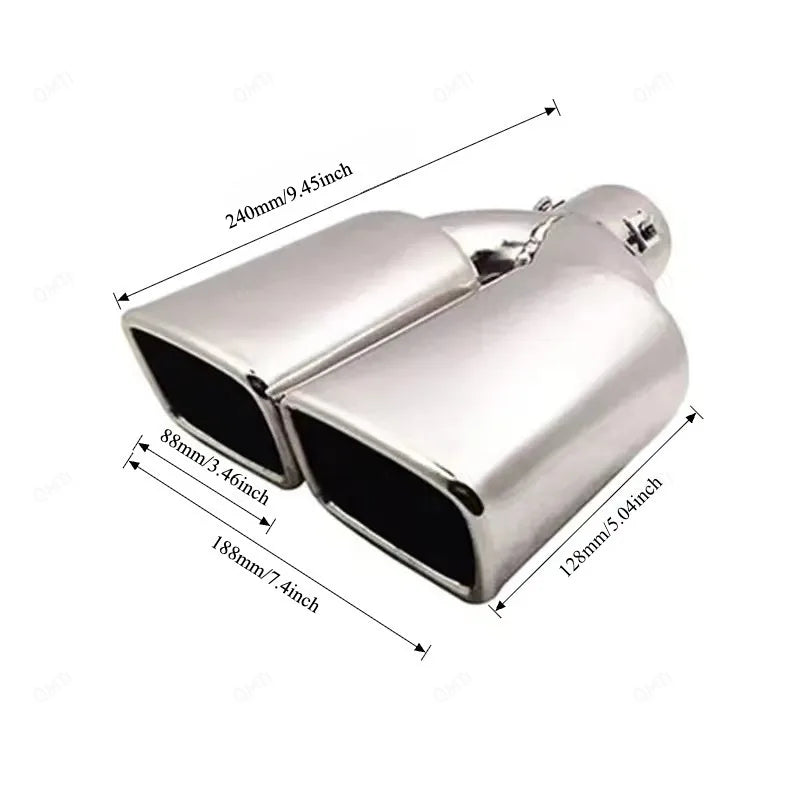 Exhaust Tip Universal Double Outlet Nozzle Rear Muffler Tip Stainless Steel Square Mouth Exhaust Pipe Muffler Car Accessories