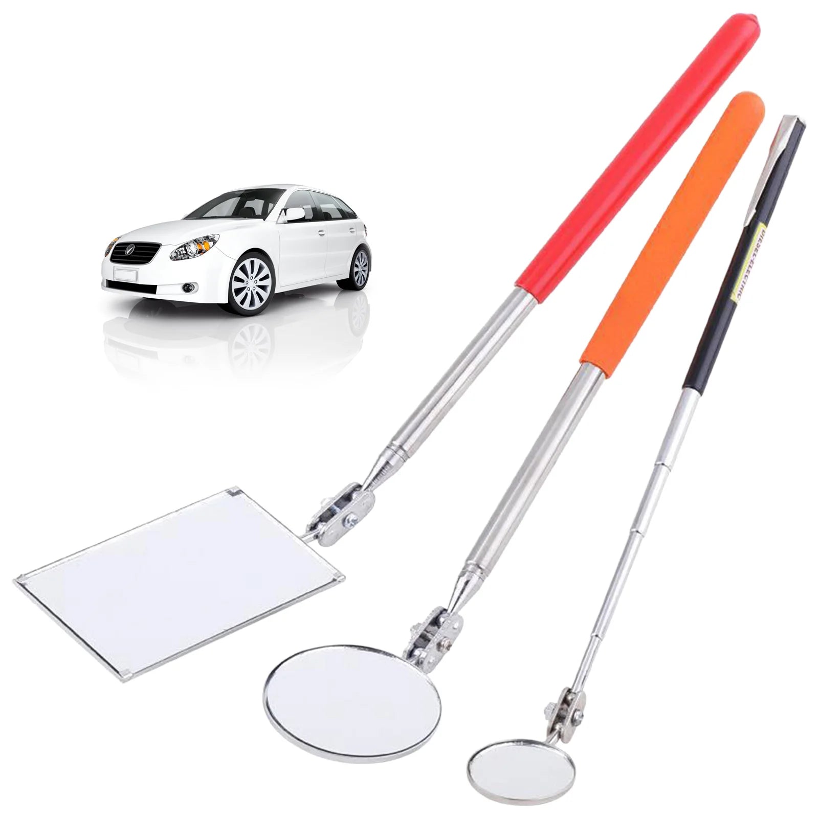 Telescoping Inspection Mirrors Mechanics Tool with Long Handle Adjustable Flexible Telescopic Mirror Mechanic Tools