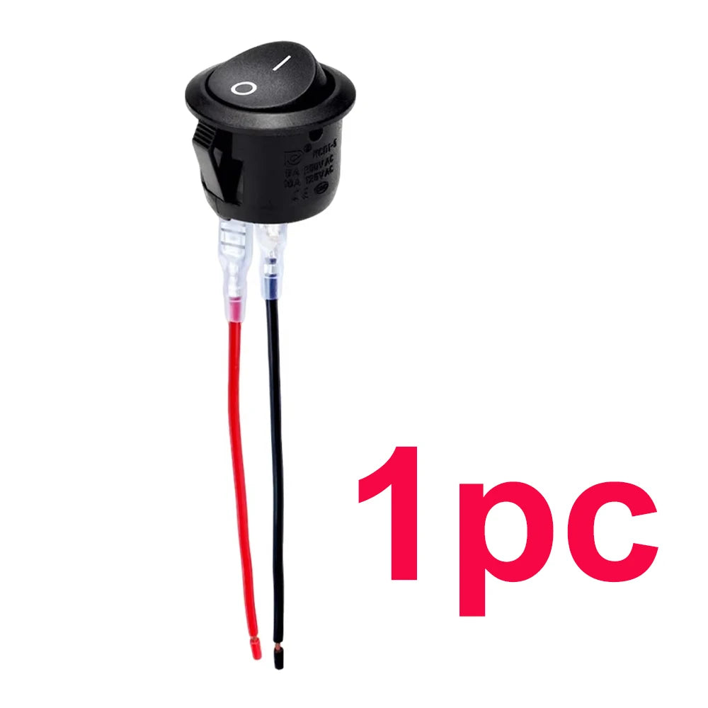 ON/Off Round Rocker Switch 12V 20mm SPST 2 Pin/Position Mini Toggle Switch Waterproof Snap-in Circle Switches for RV Car Truck