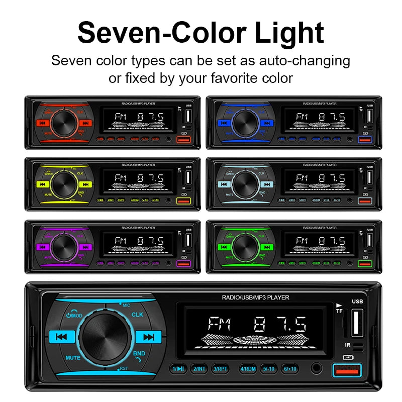 Hippcron Car Radio 1Din Stereo Player Digital Bluetooth Car MP3 Player Color FM AUX Radio Stereo Audio Music USB TF with In Dash