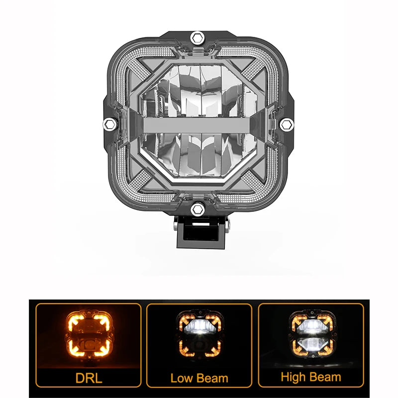 4Inch/5.75Inch Led Work Light Bar Amber DRL Driving Light Spotlight 4x4 Offroad For Motorcycle Car ATV Race Dirt Bike Pickup