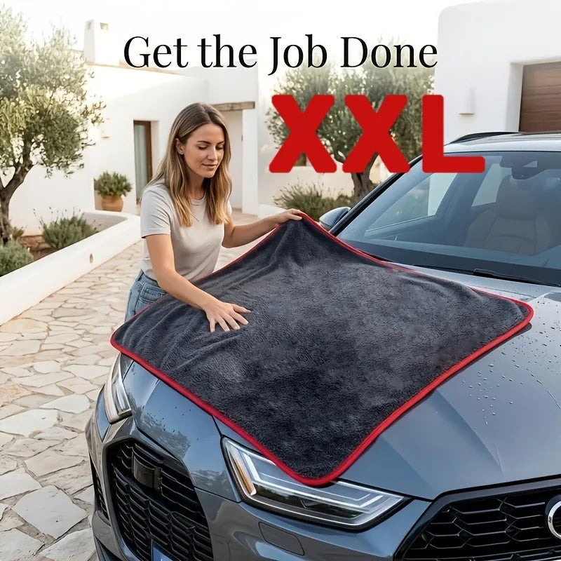 1 PCS XXL Extra Large Microfiber Car Drying Towel - Water Absorption Designed Suitable for Cars Trucks - Gray Fine Plush Cloth