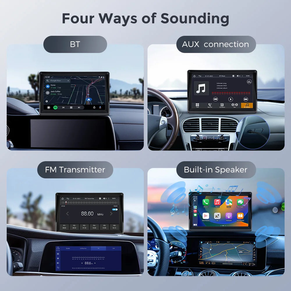 CarPlay Android Auto Sync date Time Car Radio Multimedia Video Player 7inch Portable Touch Screen With USB For Rear View