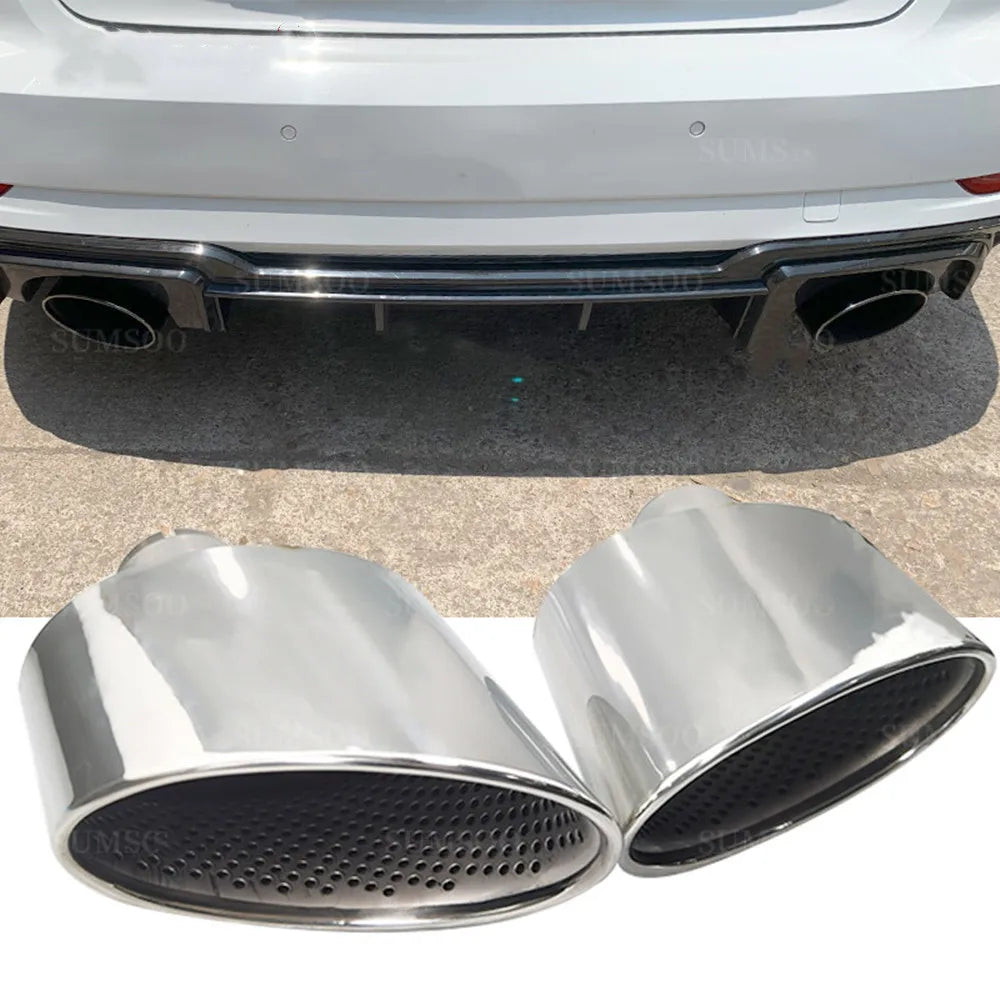1 Pcs Exhaust Tip For Audi A4 A5 A6 A7 Up To RS4 RS5 RS6 RS7 Muffler Tip Tailpipe For Audi Stainless Steel Exhaust Pipe L/R