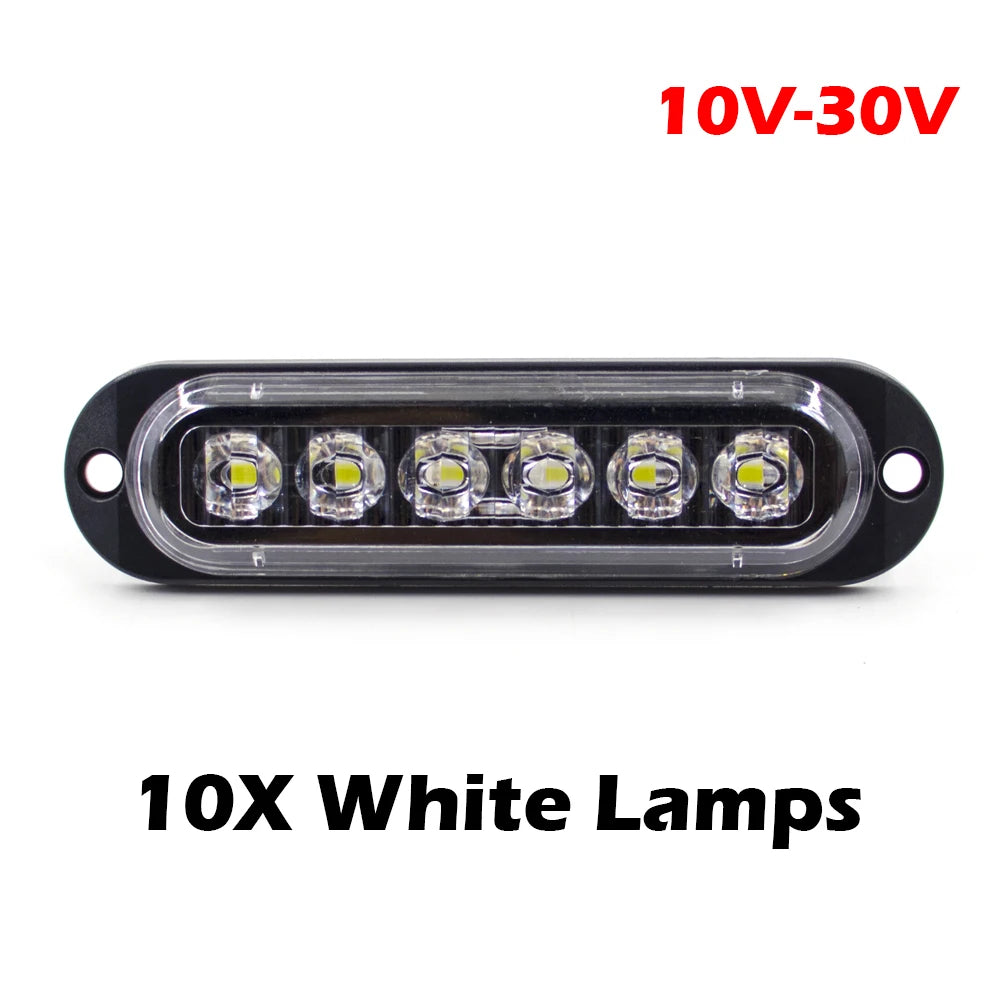 10PCS 12V 24V 6 LED Side Marker Lights Warning Light Auto Car External Lights Trailer Truck Lorry Clearance lamp Red Amber White