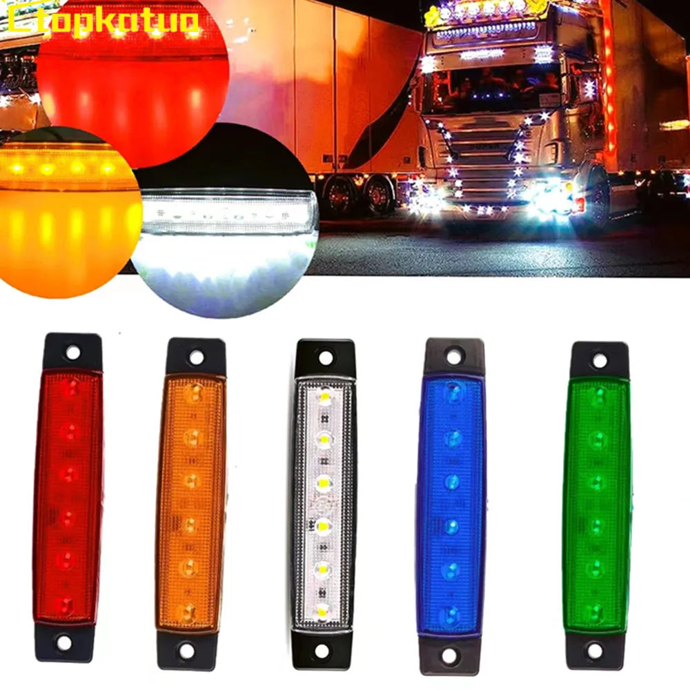 6LED Car Lorry Lights Trucks Front Rear Side Marker Lights LED Trailer RV Indicators Turn Signal Warning Lamp for Car Side Light