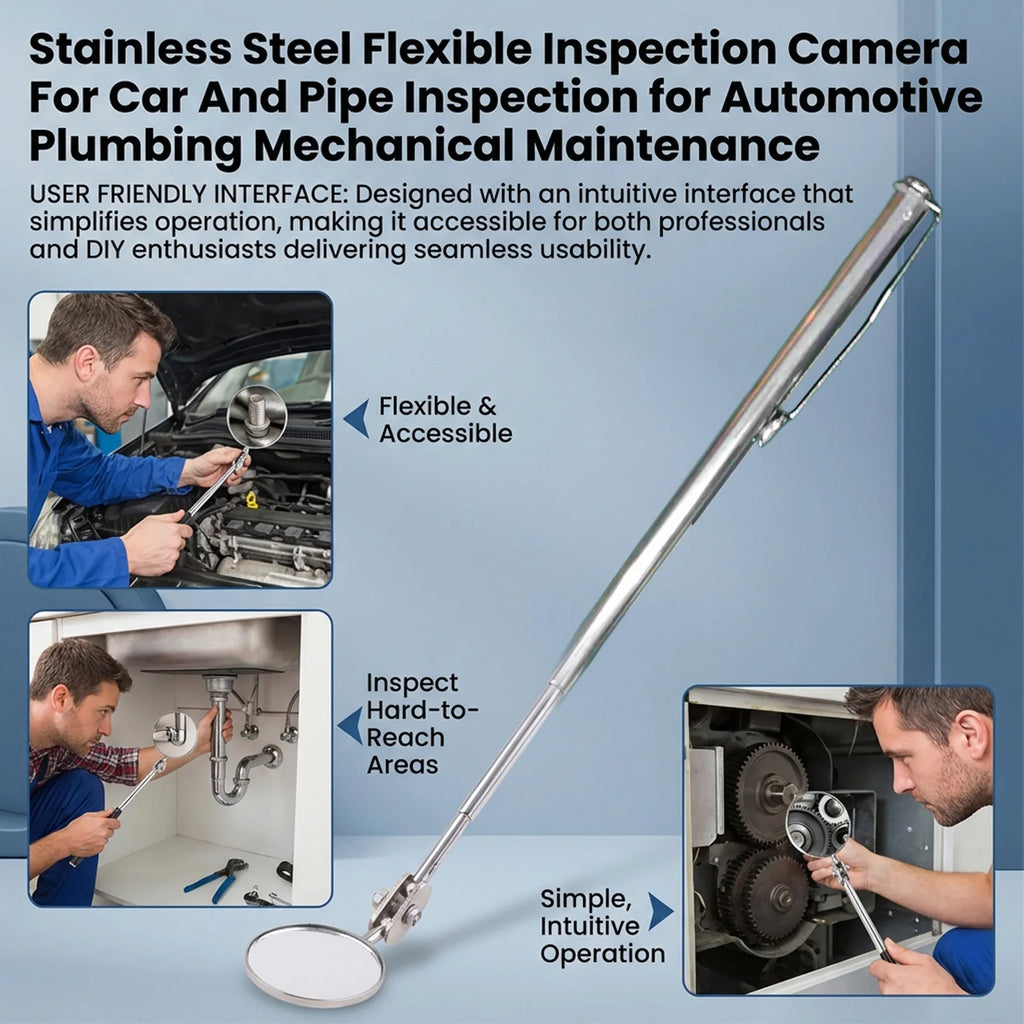 Telescoping Inspection Mirrors Mechanics Tool with Long Handle Adjustable Flexible Telescopic Mirror Mechanic Tools