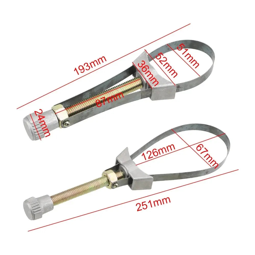 Oil Filter Wrench Heavy Duty Adjustable Steel Strap 60mm-120mm Diameter Universal Car Auto Motorcycle Oil Filter Removal Tool