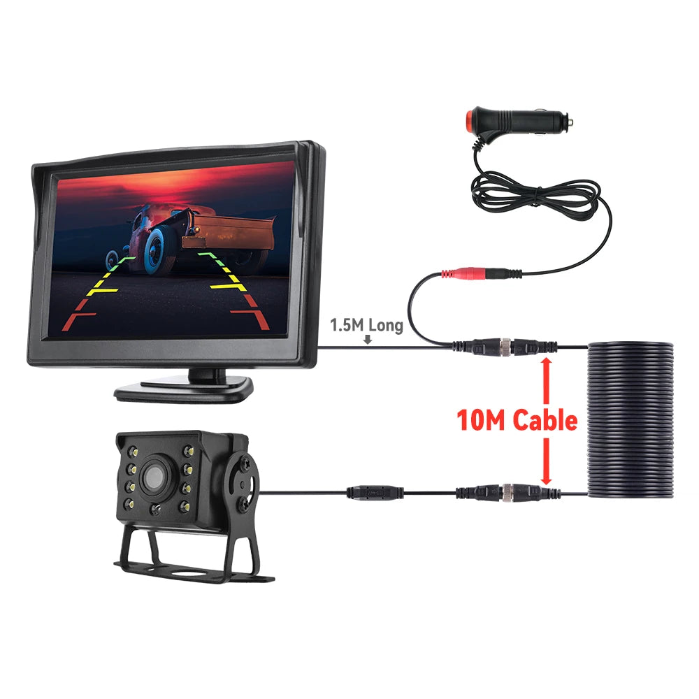 Universal Backup Car Rear view Camera with 4.3or 5 / 7 inch Monitor for Truck HD Screen LED Night Vision Waterproof Paking Bus