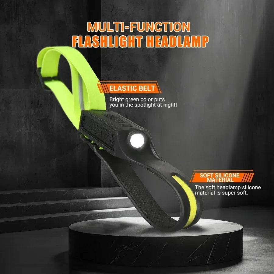 LED HeadlampRechargeable 3-modes Lighting Headlight Flashlight Built in Battery Running Light for Outdoor Camping Emergency Lamp