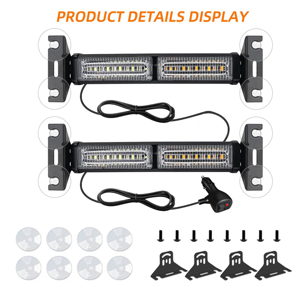 30LED Emergency Strobe Lights New Style Amber Flashing Warning Beacon for Automobiles /Trailers/Trucks/Suvs Windshield Indicator