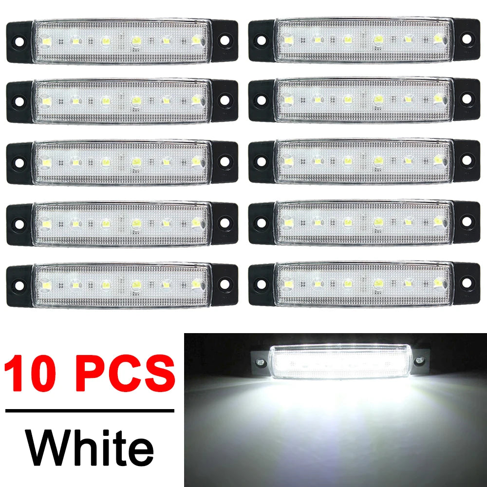 10 PCS 12V/24V Car Side Warning Marker Clearance Lights Indicators For Trailer Lorry Van Trucks Pickup Waterproof White Yellow