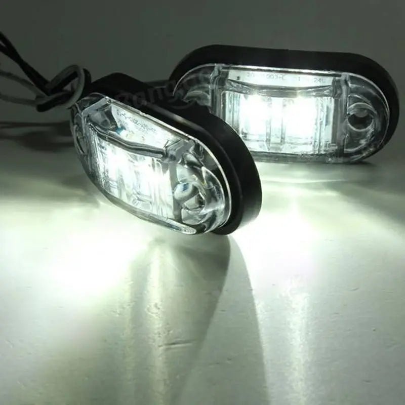 2Pcs 12V / 24V LED Side Marker Lights Car External Lights Warning Tail Light Auto Trailer Truck Lorry Lamps White Color