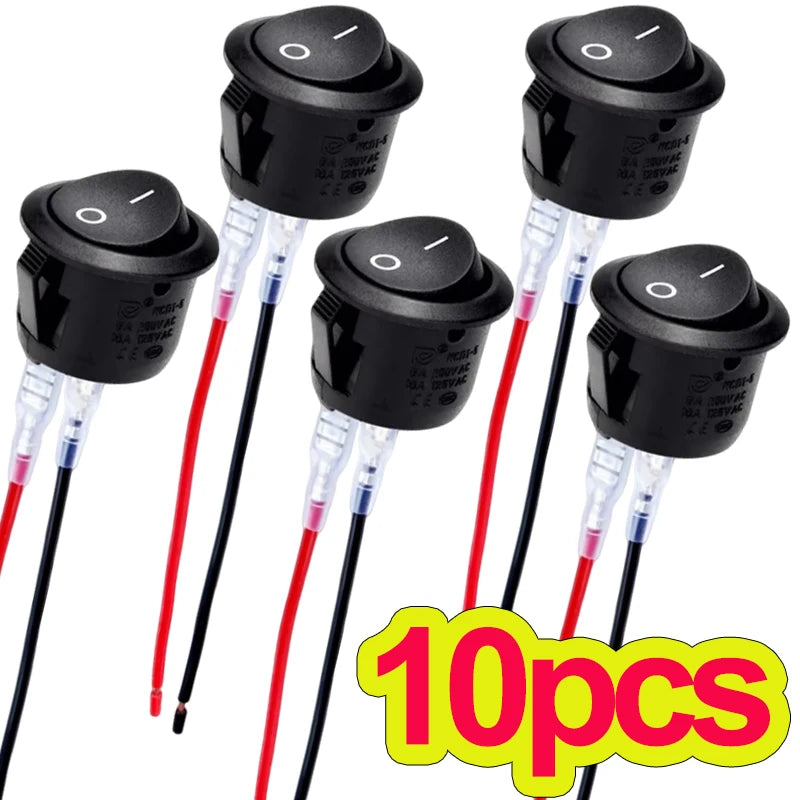 ON/Off Round Rocker Switch 12V 20mm SPST 2 Pin/Position Mini Toggle Switch Waterproof Snap-in Circle Switches for RV Car Truck