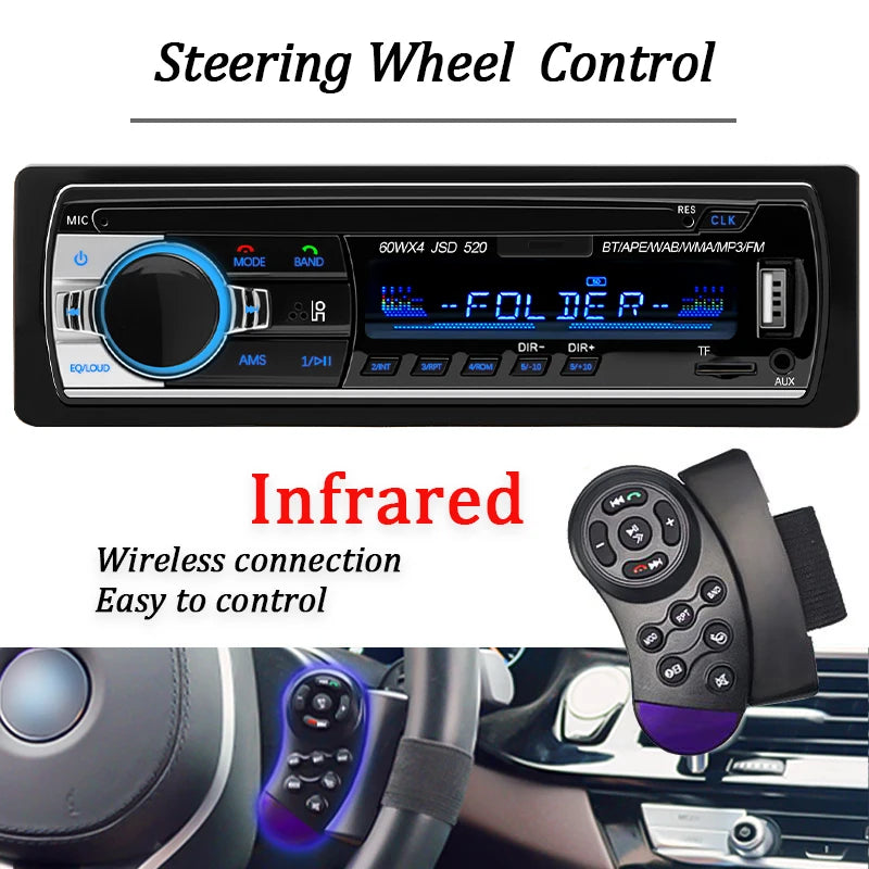 Car Radio 1 din Stereo Multimedia MP3 Player Digital Bluetooth FM ISO Power Aux Input USB Bluetooth Universal Autoradio