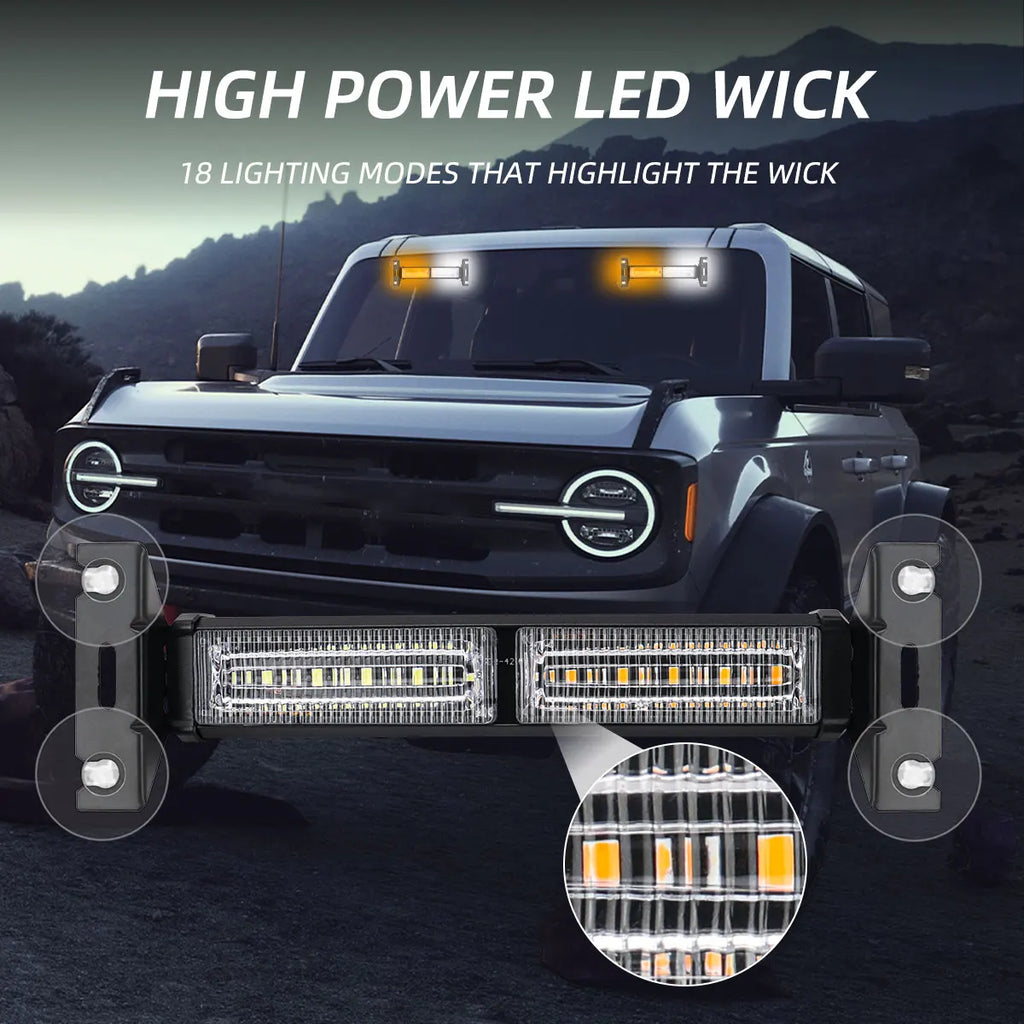 30LED Emergency Strobe Lights New Style Amber Flashing Warning Beacon for Automobiles /Trailers/Trucks/Suvs Windshield Indicator