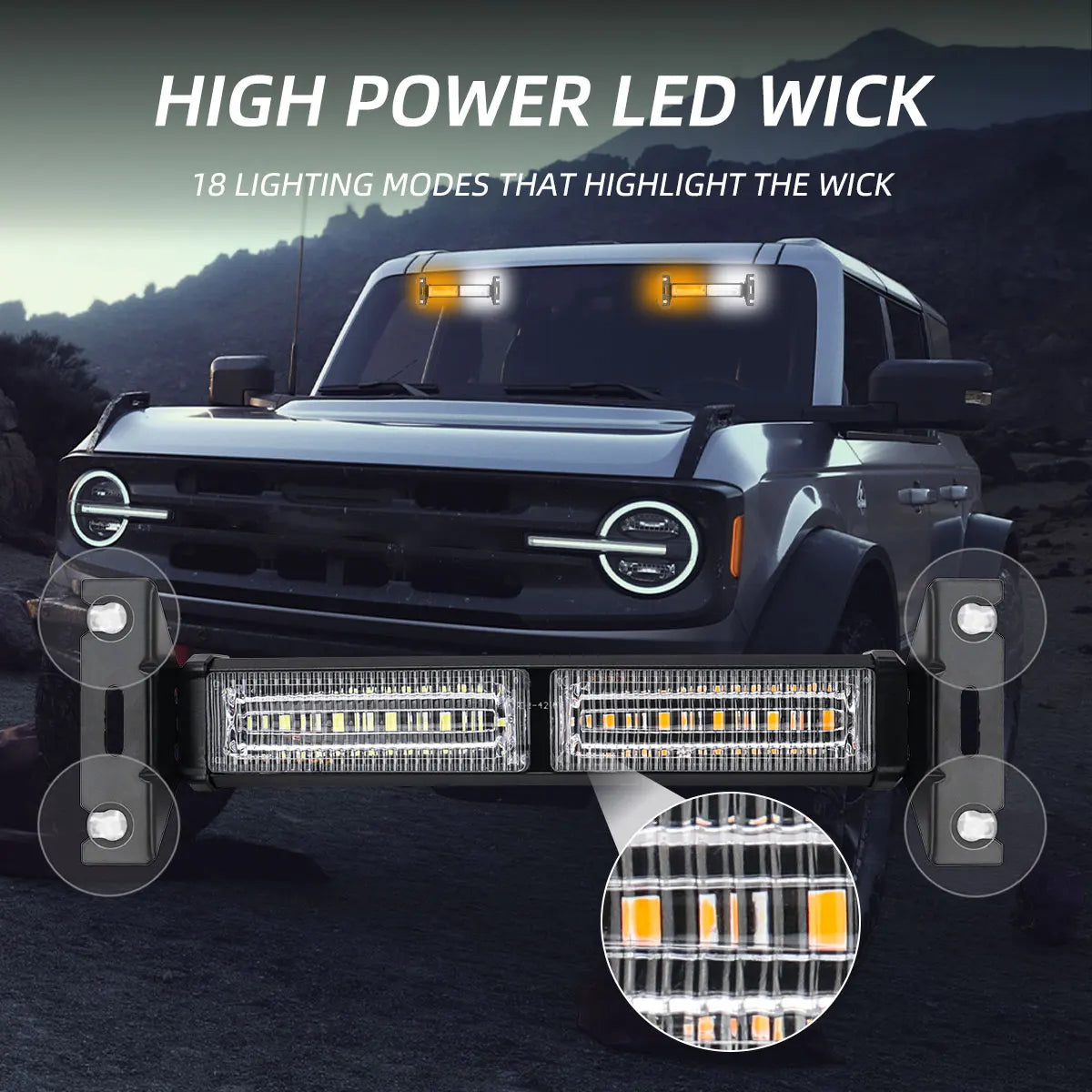 30LED Emergency Strobe Lights New Style Amber Flashing Warning Beacon for Automobiles /Trailers/Trucks/Suvs Windshield Indicator