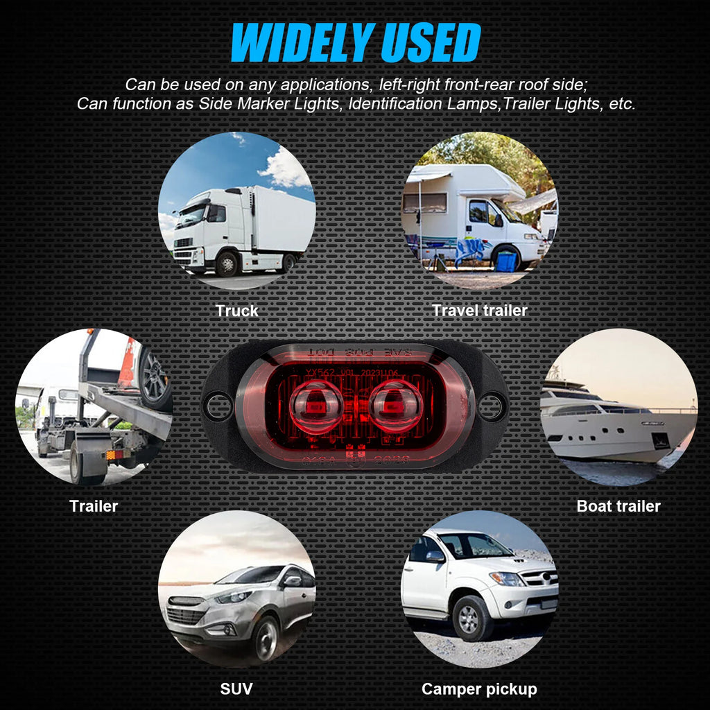 2LED Marker Lights Truck Position Lamps Car Lorry Van LED Side Marker Lamps Trailer Warning Signal Light Indicator Lights