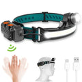 Powerful LED+COB Headlights USB Rechargeable Safety Warning Induction Flashlight Headlights Waterproof Running Lighting