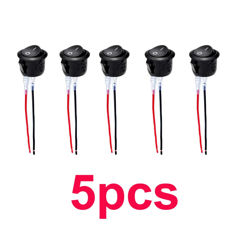 ON/Off Round Rocker Switch 12V 20mm SPST 2 Pin/Position Mini Toggle Switch Waterproof Snap-in Circle Switches for RV Car Truck