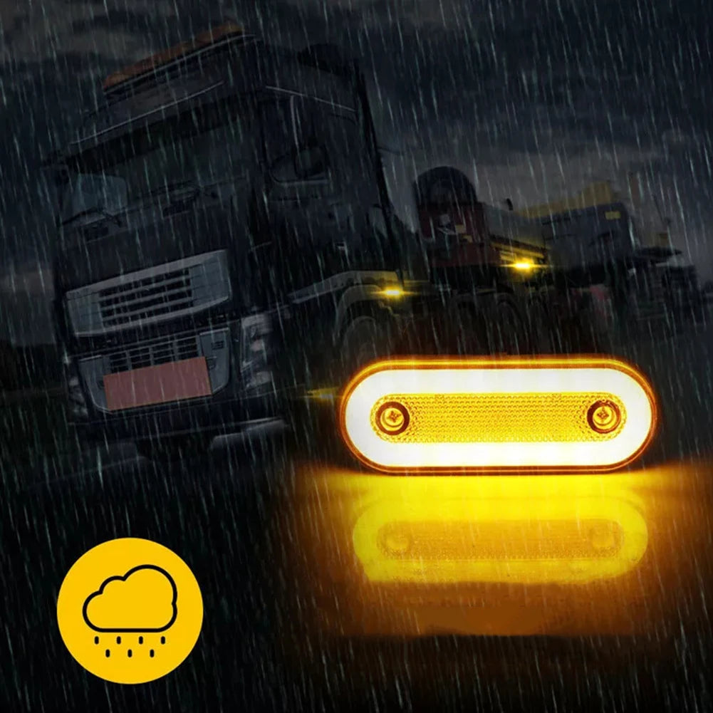Set of 10 Orange LED Marker Lights for Enhanced Visibility on 12V and 24V Vehicles Perfect for Trailers and Trucks