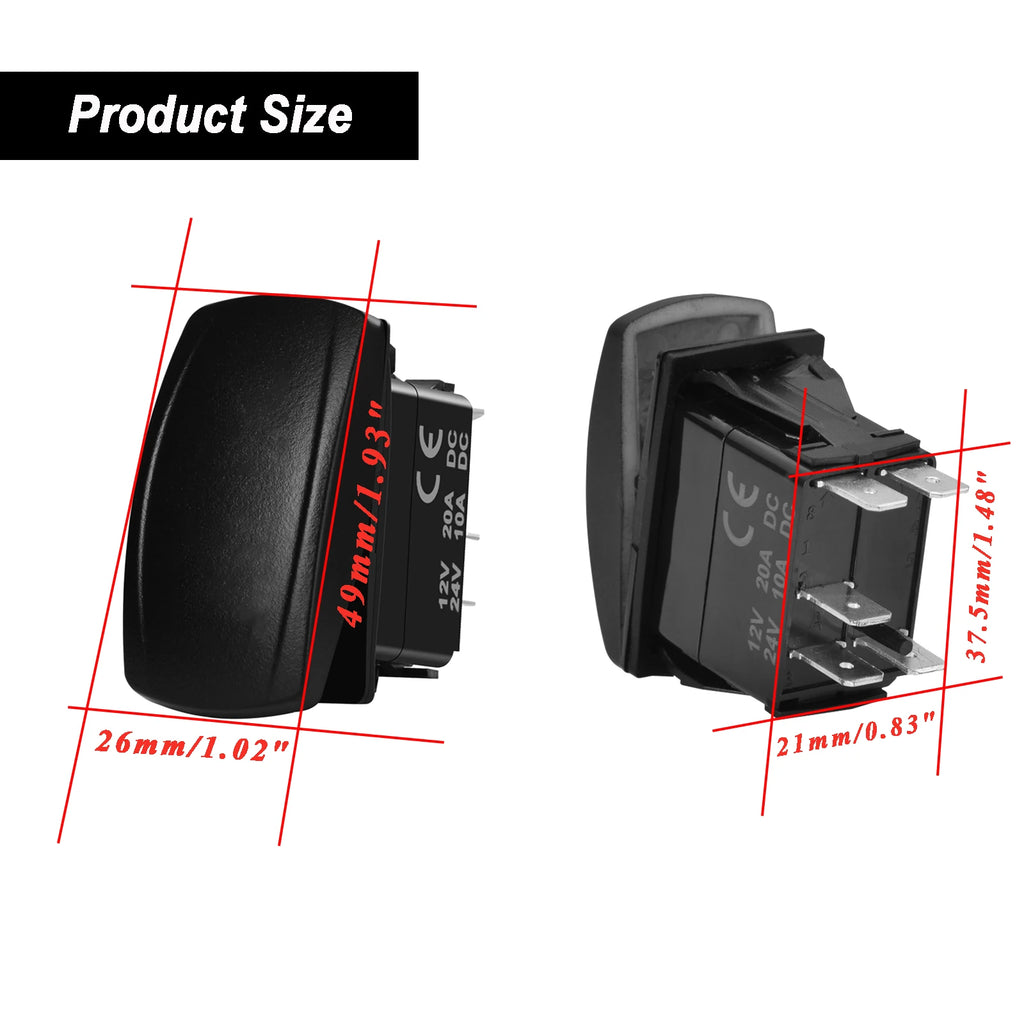12V ROTARY BEACON Rocker Switch SPST 5PIN ON OFF Dual LED Light For Car Marine Boat Auto Truck Car Accessories Waterproof IP68