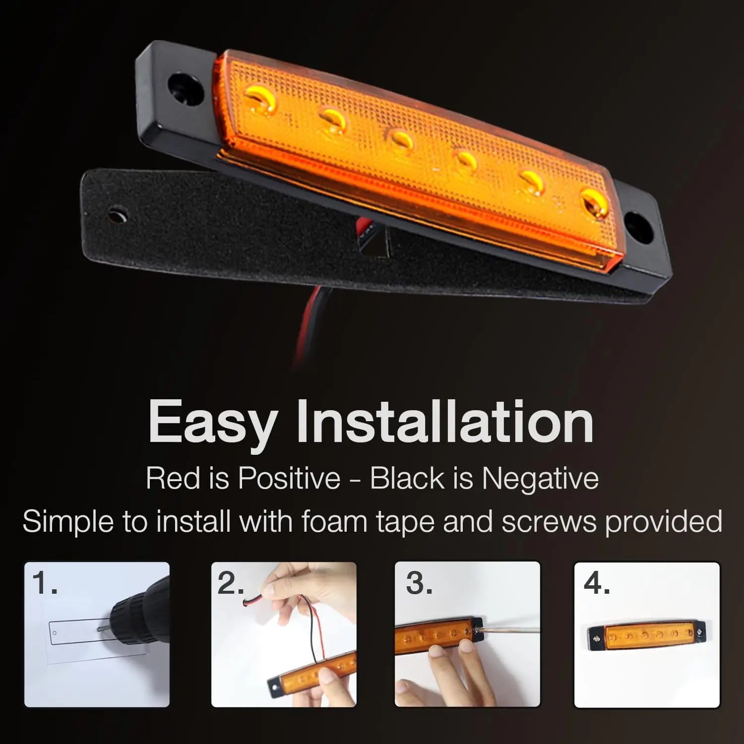 10 PCS 12V/24V Car Side Warning Marker Clearance Lights Indicators For Trailer Lorry Van Trucks Pickup Waterproof White Yellow
