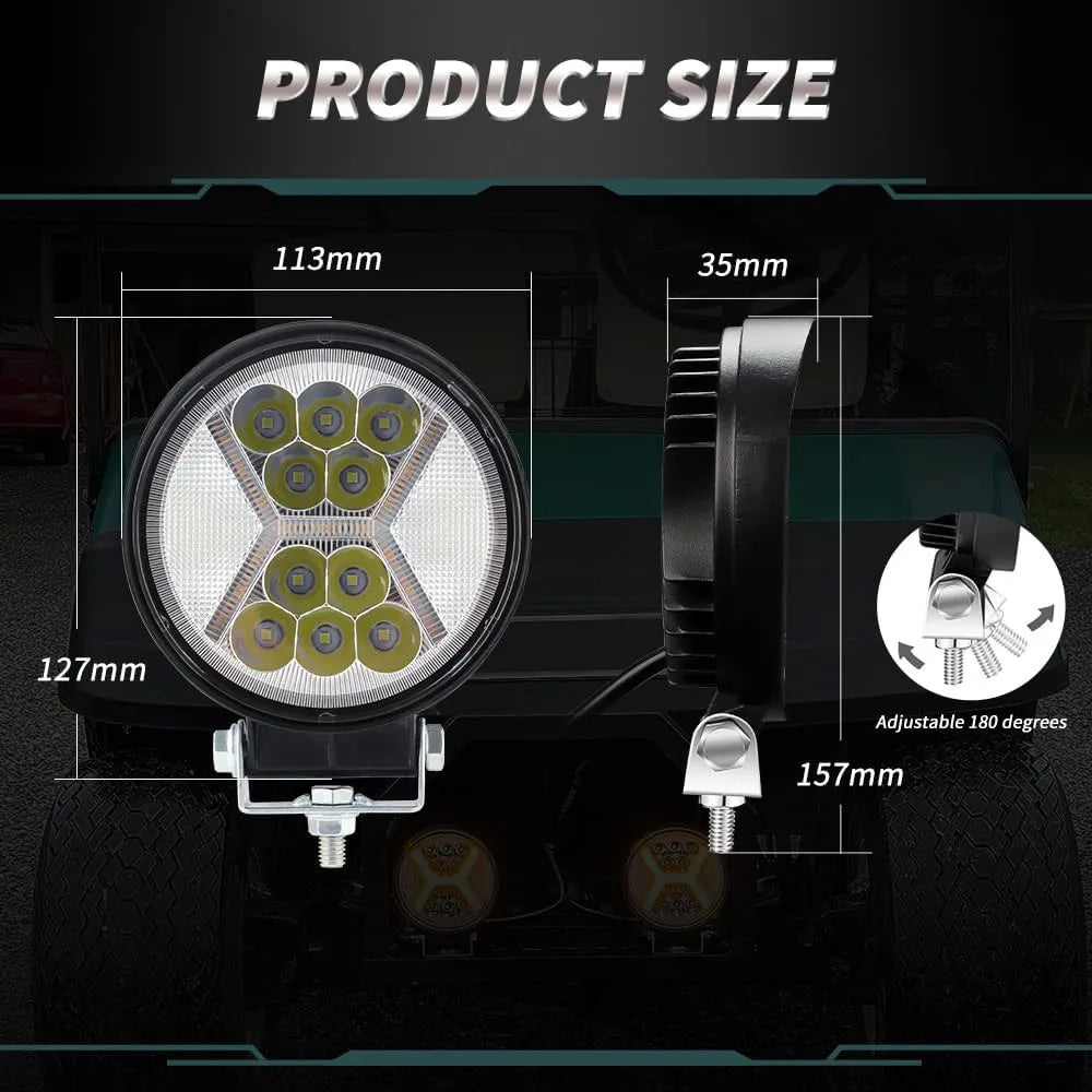 78W Round LED Work Lights with Amber DRL Light 12000LM Flood Spot Combo Beam Working Light Pod Off Road for SUV Truck