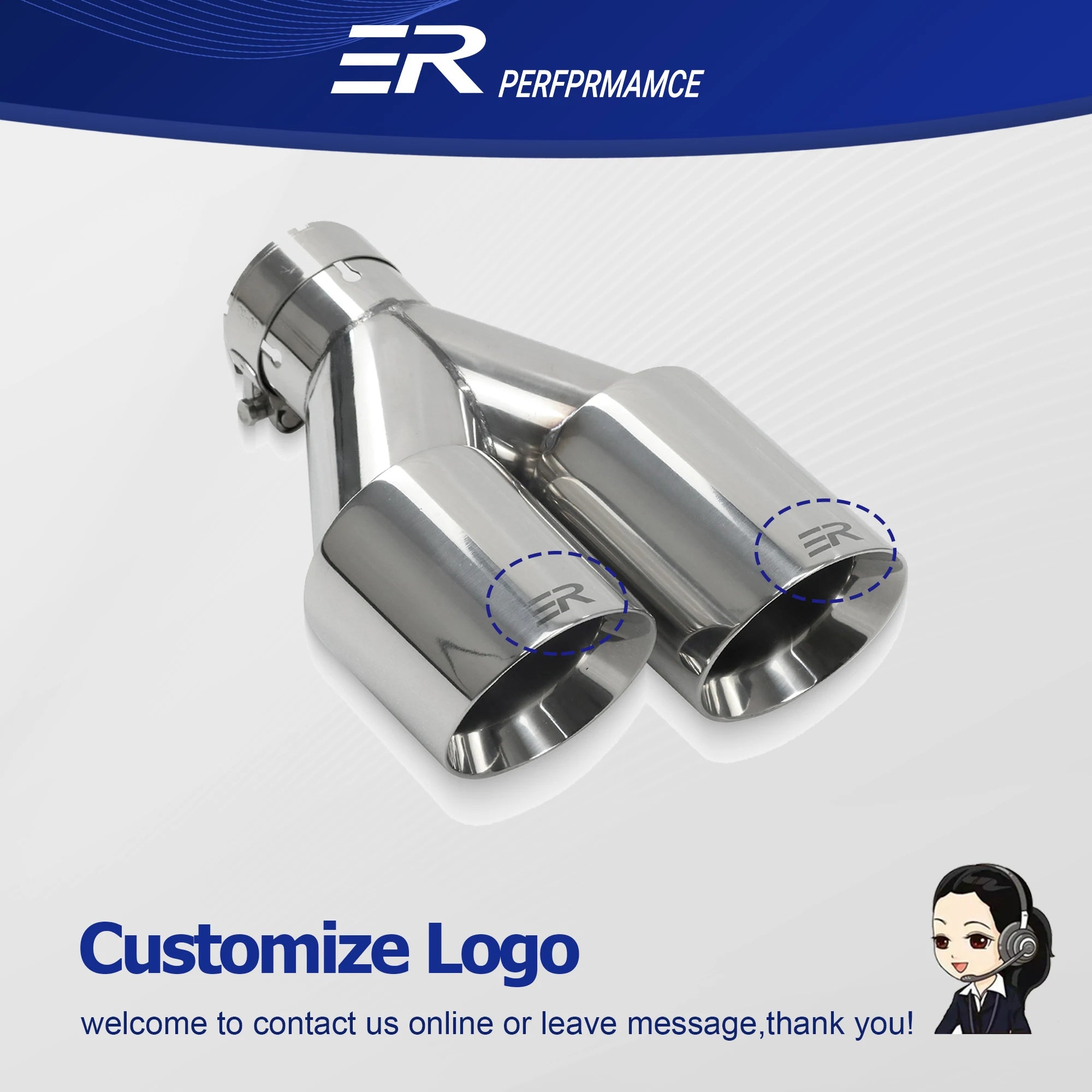 Exhaust Racing Car modify Exhaust Tips double Exit Exhaust Pipe Nozzle Decoration two-tier Stainless tail Pipes Muffler