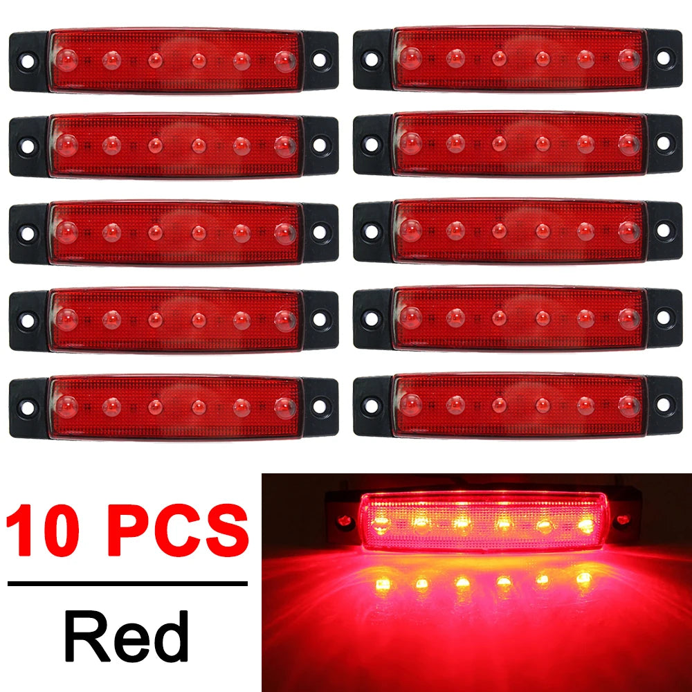 10 PCS 12V/24V Car Side Warning Marker Clearance Lights Indicators For Trailer Lorry Van Trucks Pickup Waterproof White Yellow