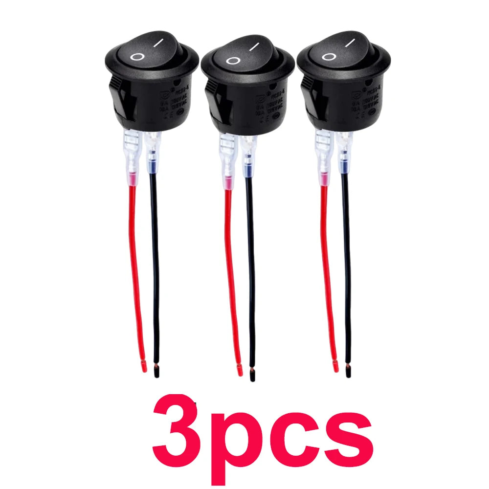 ON/Off Round Rocker Switch 12V 20mm SPST 2 Pin/Position Mini Toggle Switch Waterproof Snap-in Circle Switches for RV Car Truck