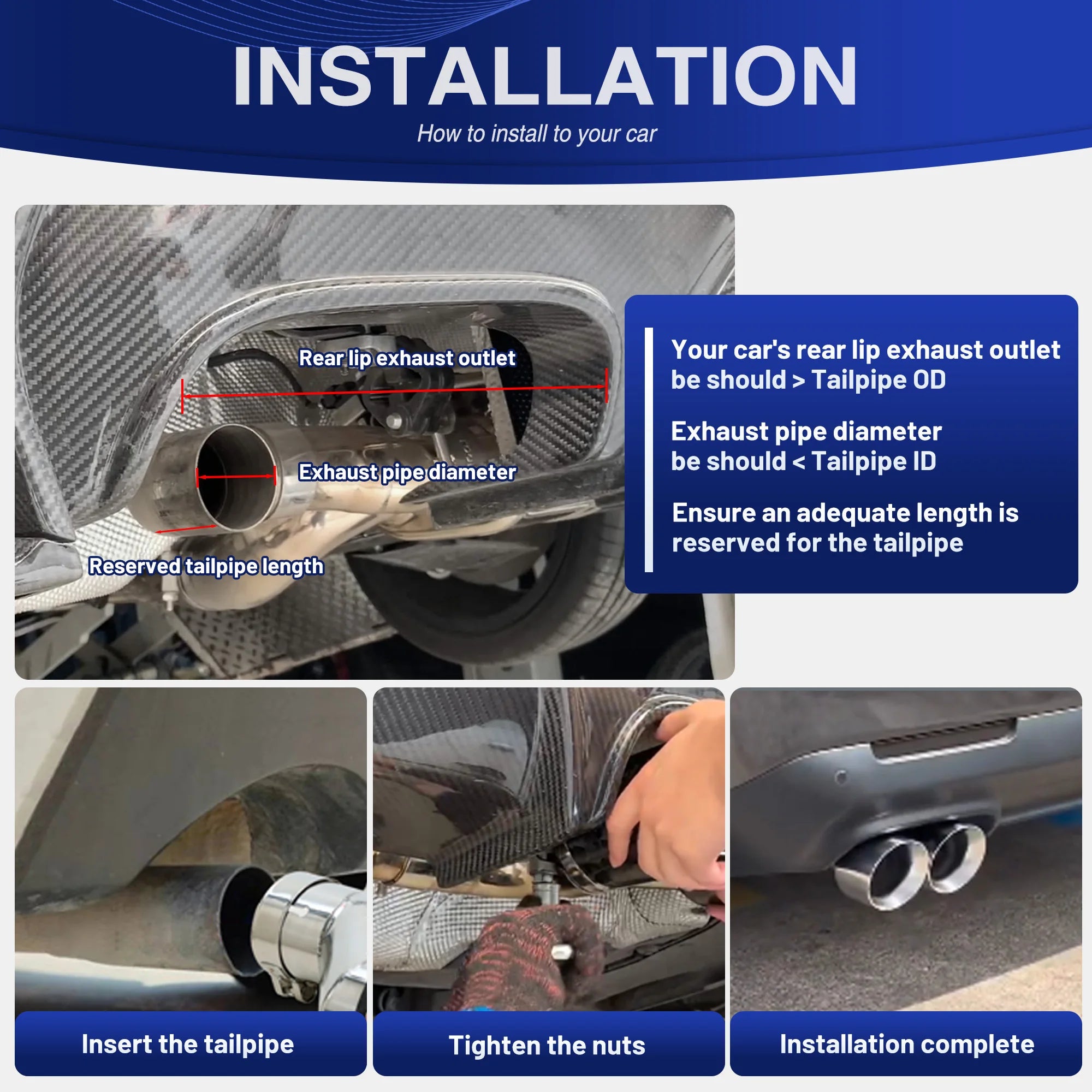 Exhaust Racing Car modify Exhaust Tips double Exit Exhaust Pipe Nozzle Decoration two-tier Stainless tail Pipes Muffler