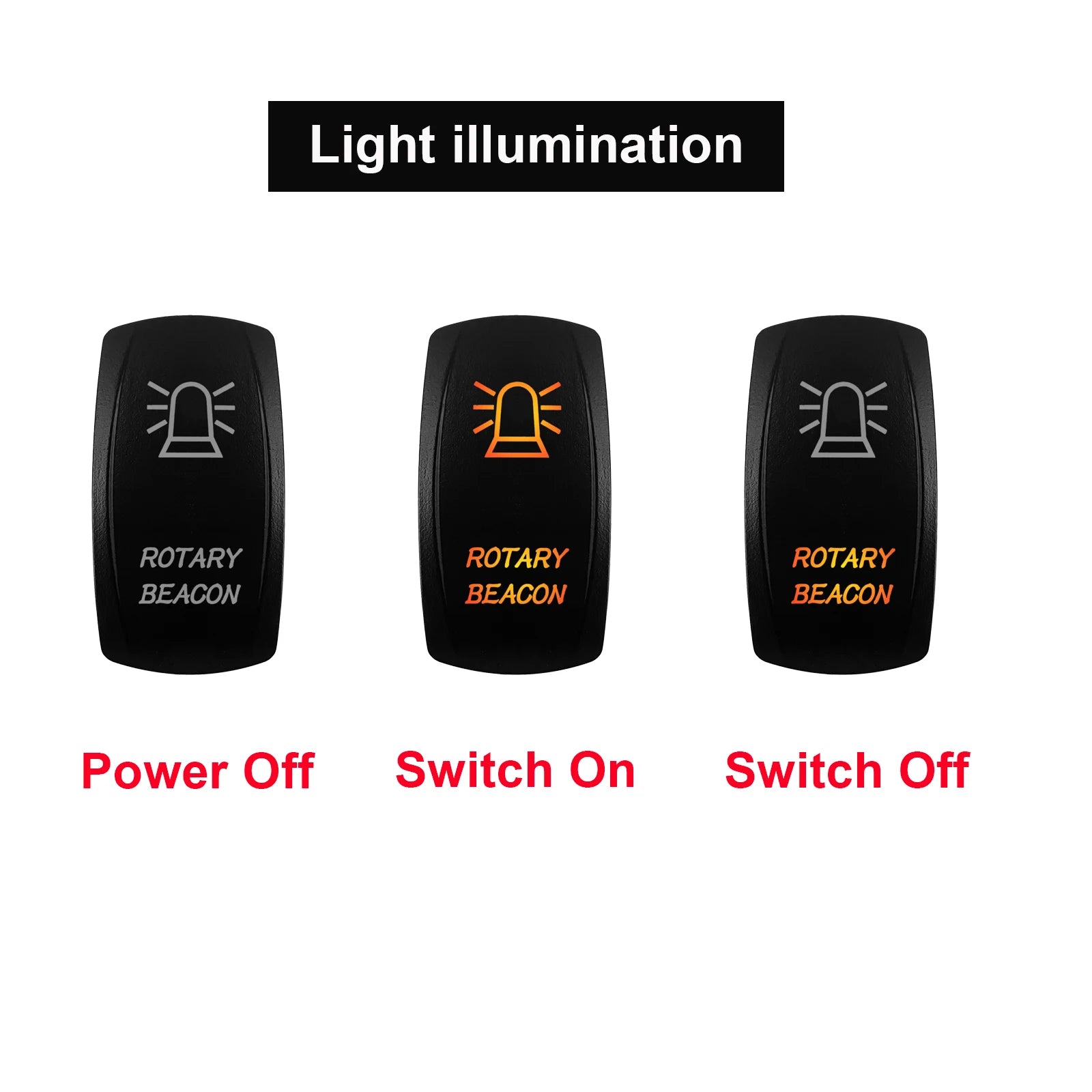 12V ROTARY BEACON Rocker Switch SPST 5PIN ON OFF Dual LED Light For Car Marine Boat Auto Truck Car Accessories Waterproof IP68