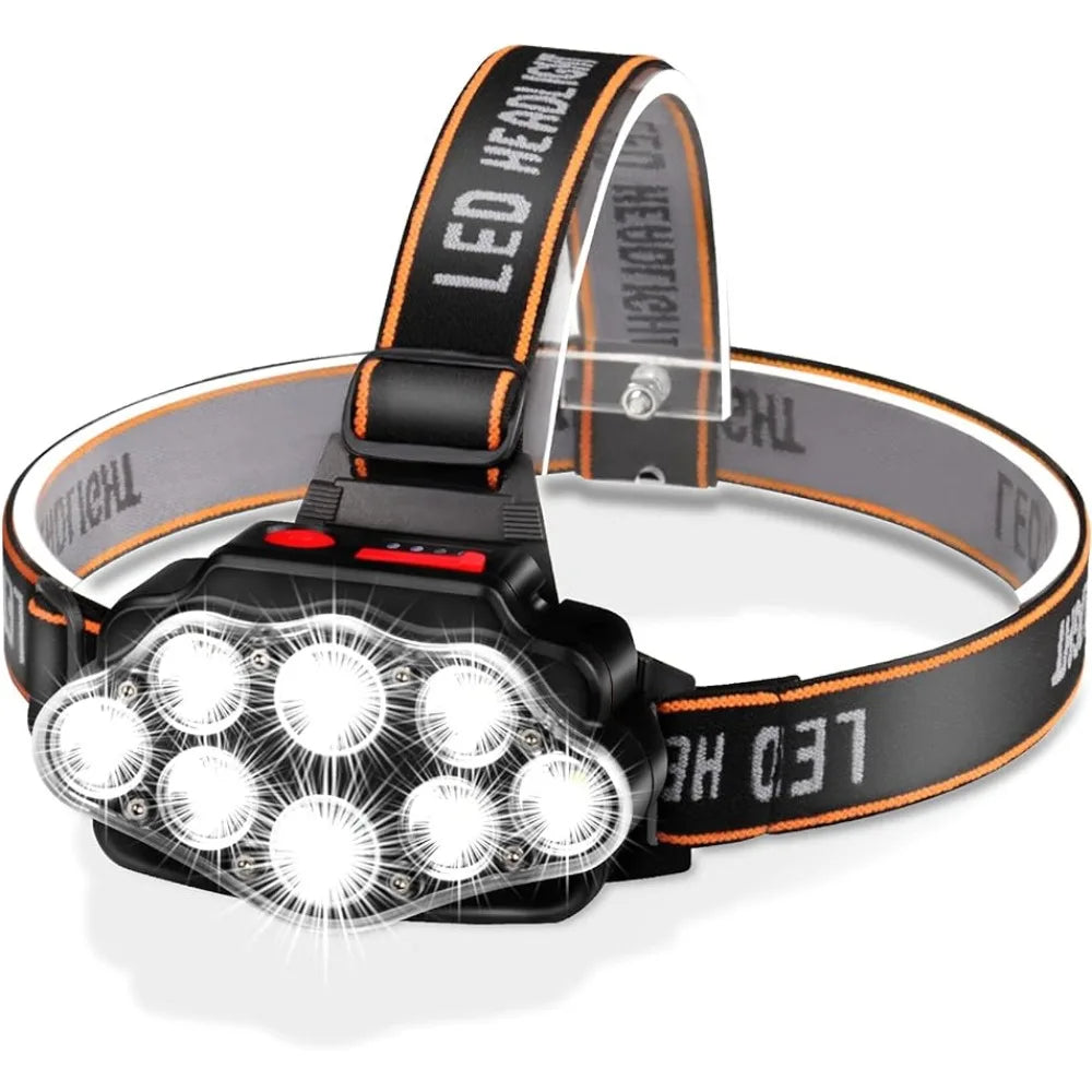 LED USB Rechargeable Headlamp High Lumen Bright Head Lamp With 5/8 LED Headlight IPX4 Waterproof Head Flashlight Camping Light