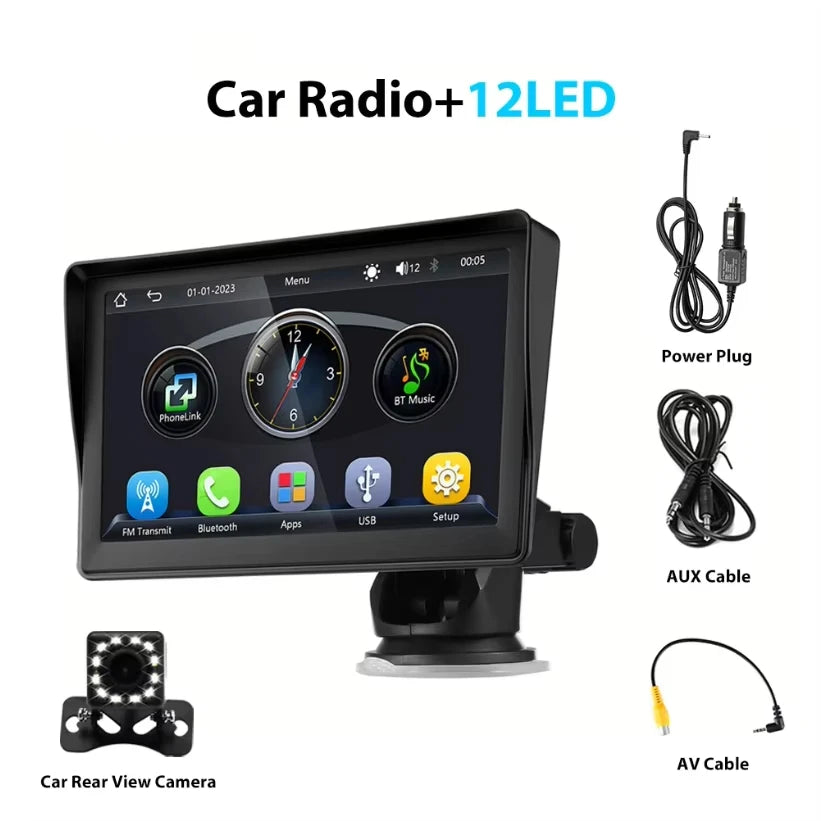 CarPlay Android Auto Sync date Time Car Radio Multimedia Video Player 7inch Portable Touch Screen With USB For Rear View