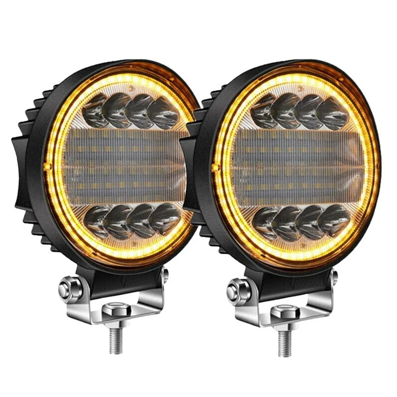 2X 4 Inch LED Work Light Combo Spot Flood Off Road Driving Amber Fog Lamp