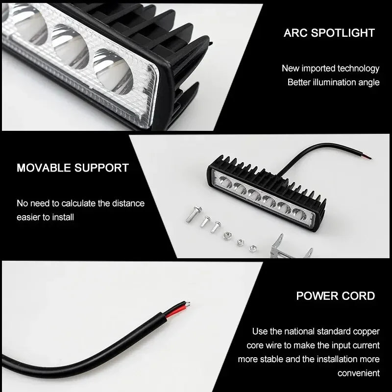 18w 6 LED Car Work Light Universal 12V