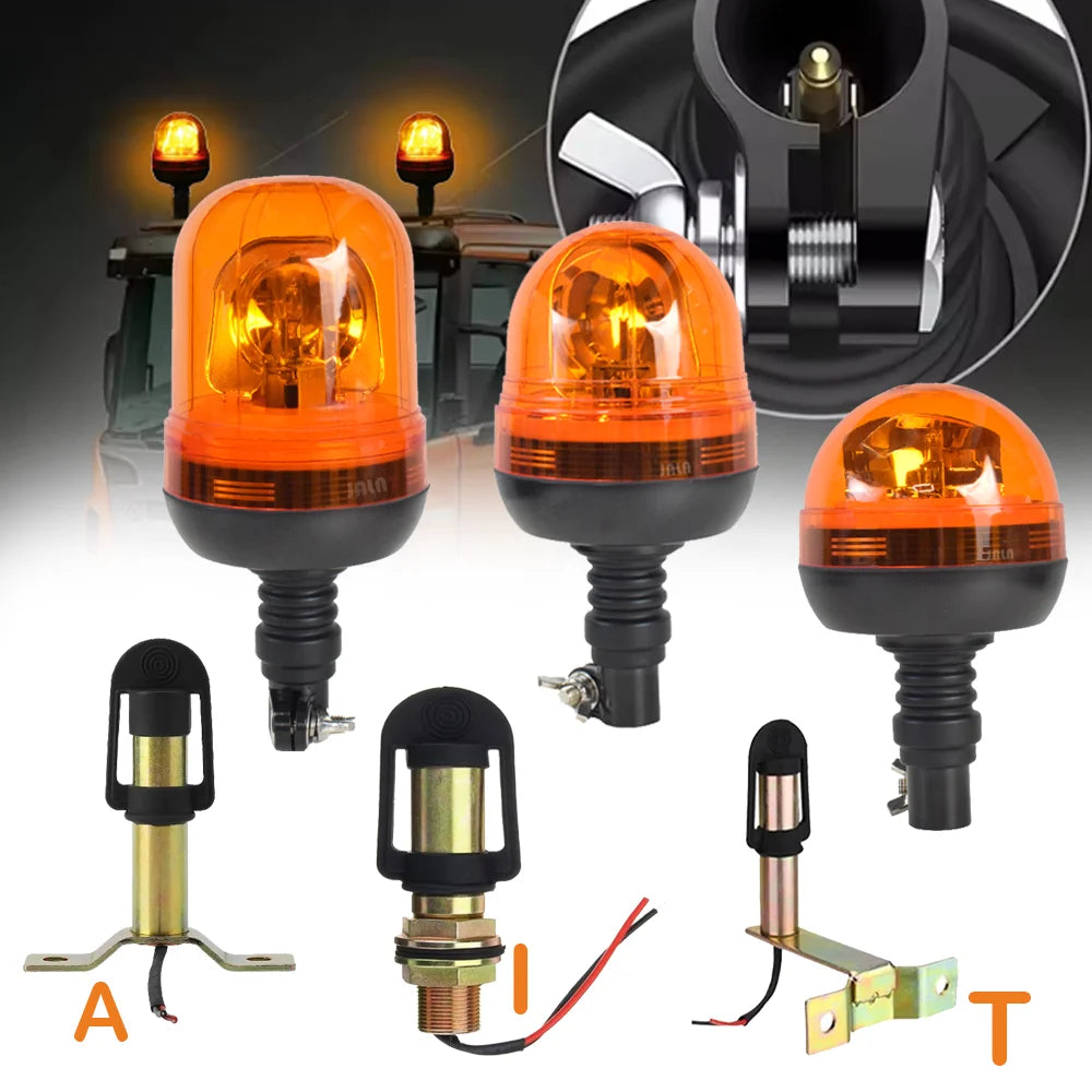 JALN7 Beacon Rotating Light Tractor Warning Emergency Strobe Halogen Signal Lamp Truck Bracket 12V Original Classic Amber