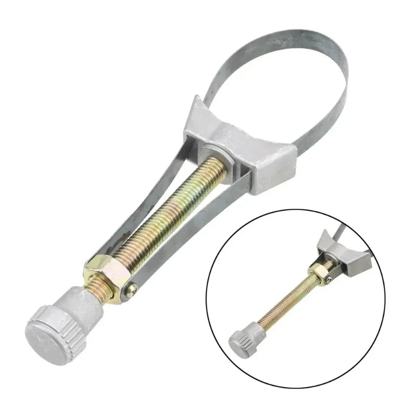 Oil Filter Wrench Heavy Duty Adjustable Steel Strap 60mm-120mm Diameter Universal Car Auto Motorcycle Oil Filter Removal Tool
