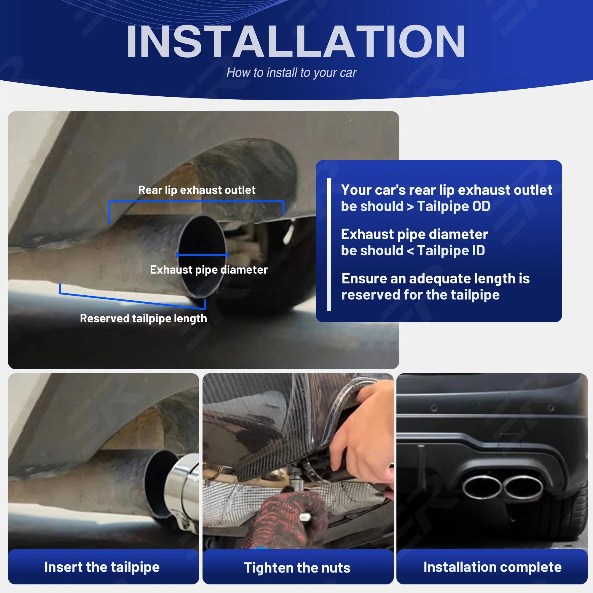ER Exhaust Tip 304 Stainless Steel Oval Outlet Car Exhaust End Tip Auto Muffler Tail Pipe Accessories For Universal Car