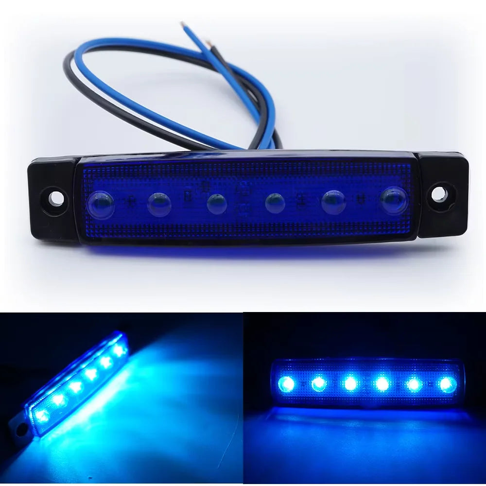 6LED Car Lorry Lights Trucks Front Rear Side Marker Lights LED Trailer RV Indicators Turn Signal Warning Lamp for Car Side Light