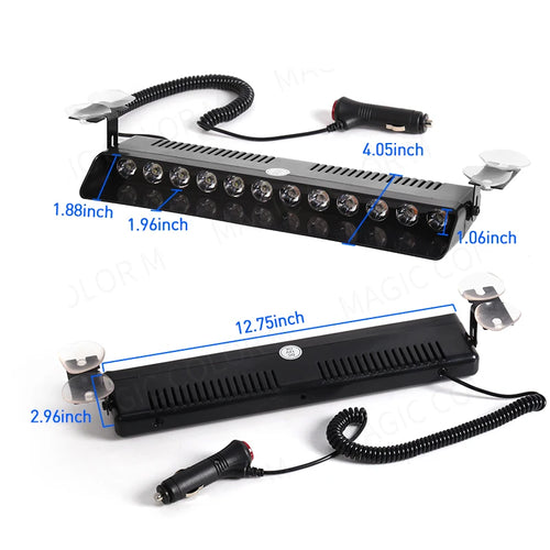 12 LED Car Strobe Light Flash Warning Signal Beacon Traffic Fireman Bright Windshield  Trailer Vehicle Indicators Waterproof 12V
