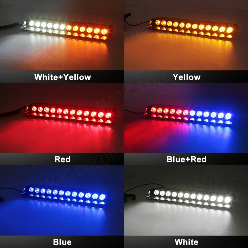 12 LED Car Strobe Light Flash Warning Signal Beacon Traffic Fireman Bright Windshield  Trailer Vehicle Indicators Waterproof 12V