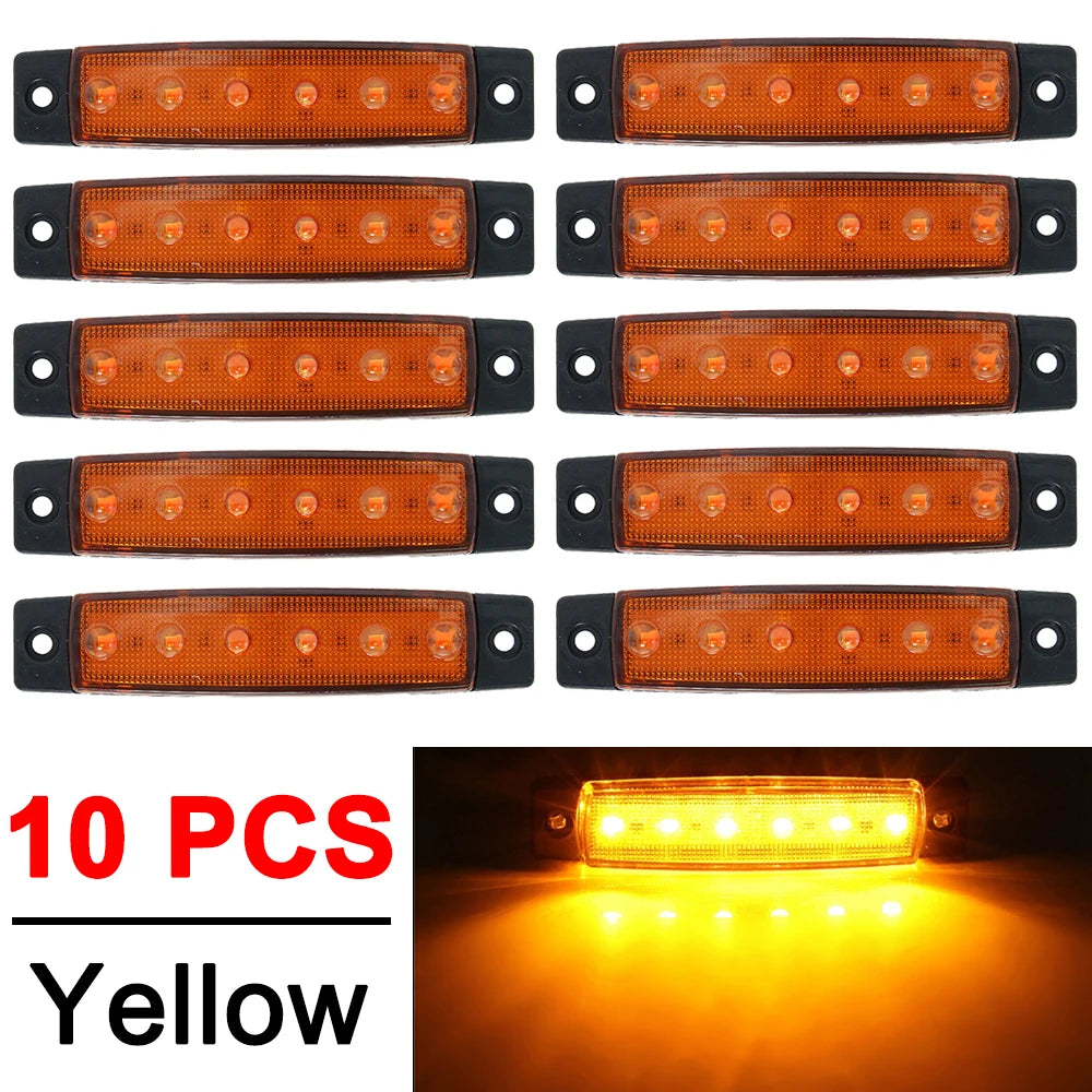 10 PCS 12V/24V Car Side Warning Marker Clearance Lights Indicators For Trailer Lorry Van Trucks Pickup Waterproof White Yellow