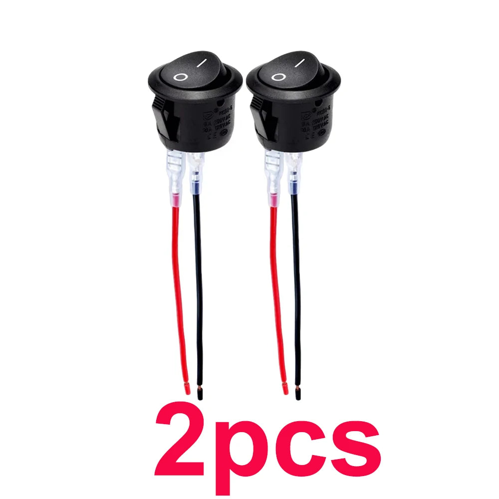 ON/Off Round Rocker Switch 12V 20mm SPST 2 Pin/Position Mini Toggle Switch Waterproof Snap-in Circle Switches for RV Car Truck